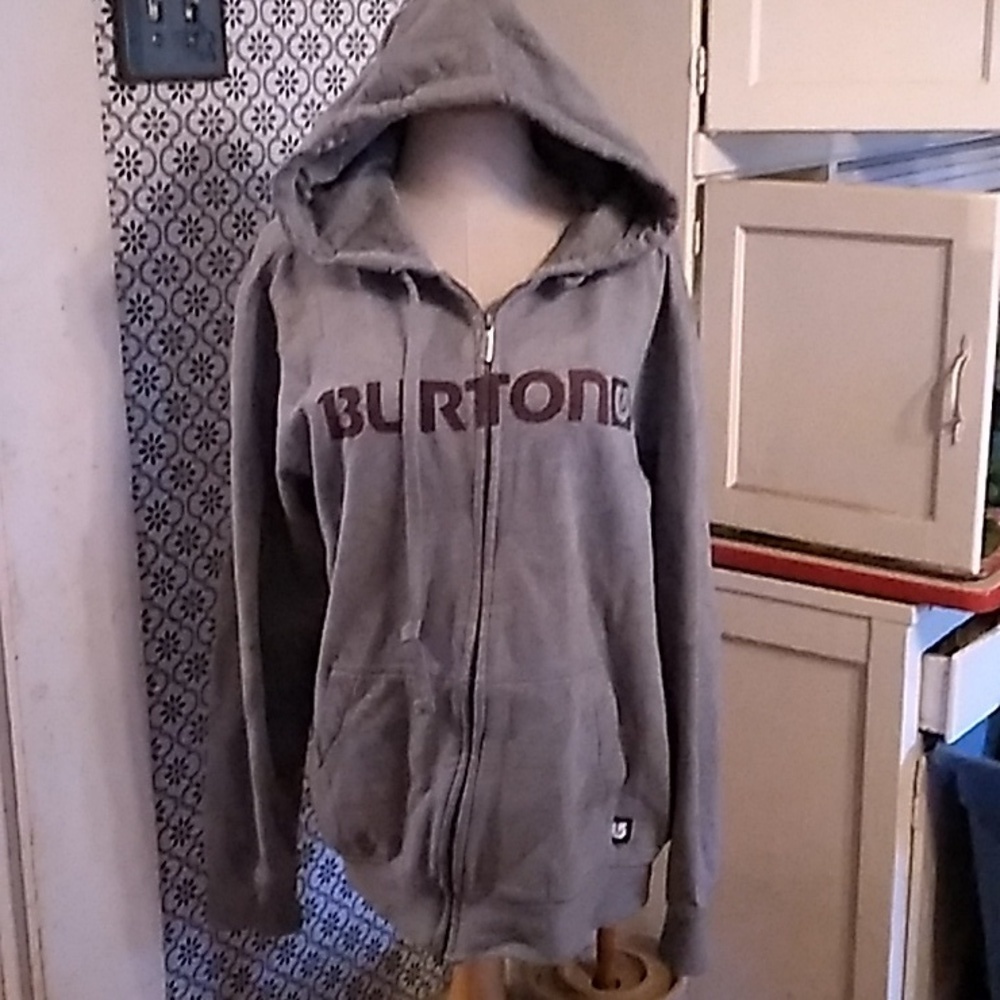 Burton hooded zipper jacket medium gray